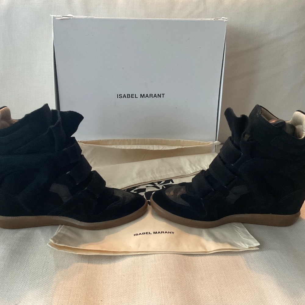 Isabel Marant Beckett Wedge Sneakers Black SZ 39 - Picture 2 of 12